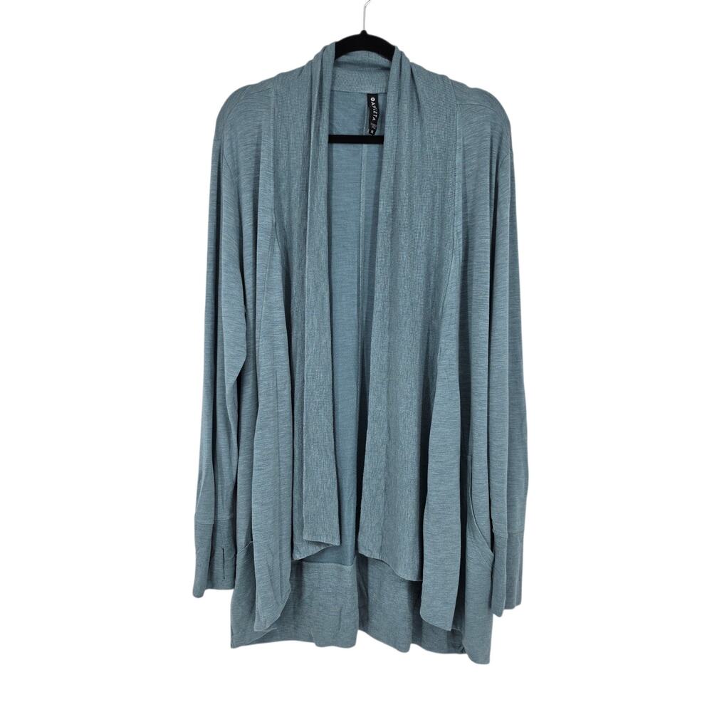 Athleta Blue Pranayama Wrap Relaxed Open Front Cardigan With Pockets Size XL